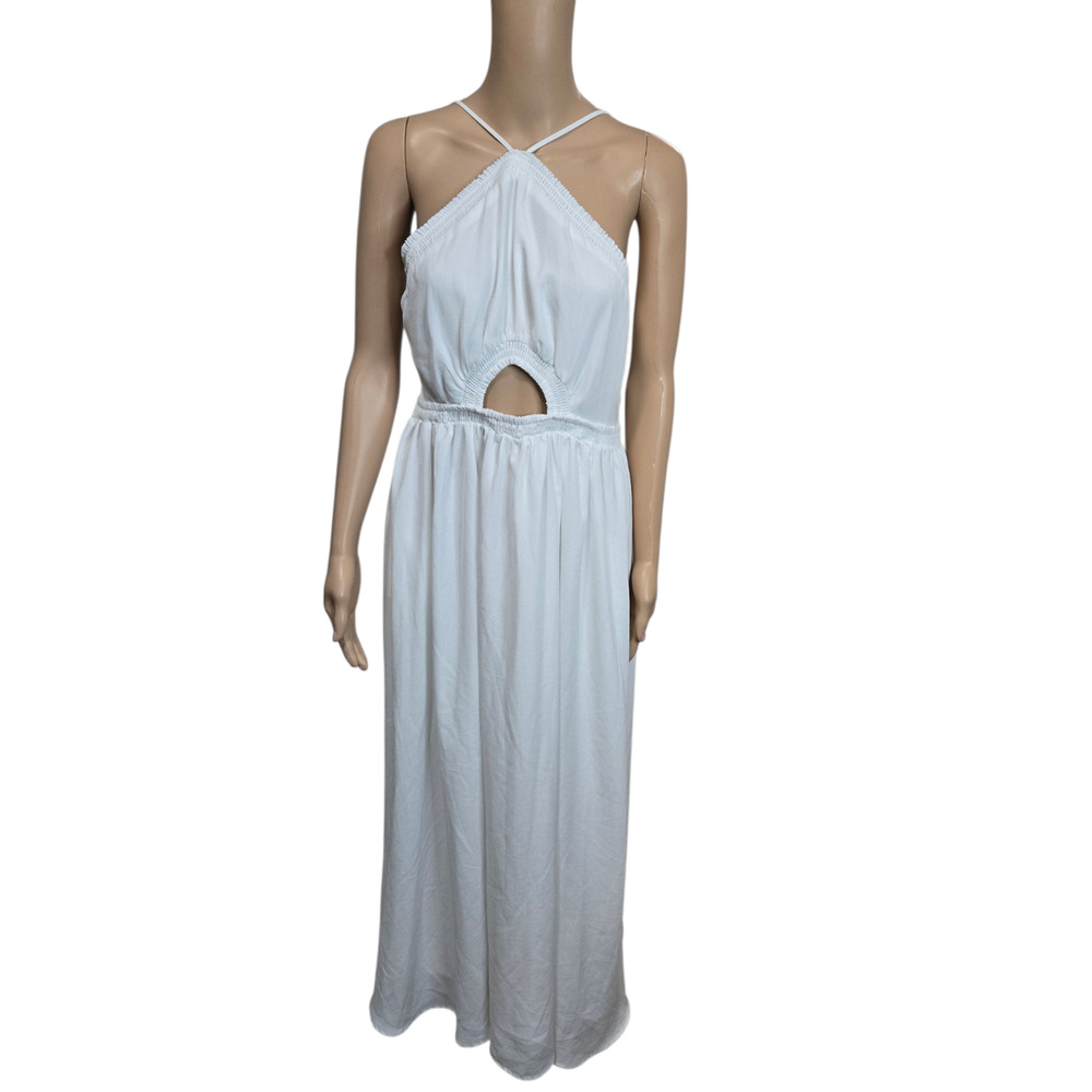 Petal and pups women's large white keyhole dress spaghetti strap stretch waist